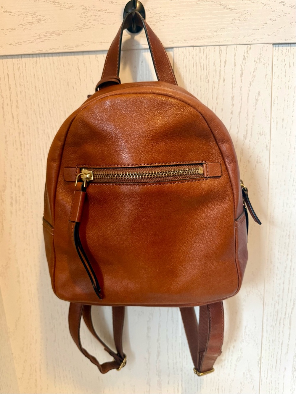 Fossil Cognac Leather Megan Mini Backpack